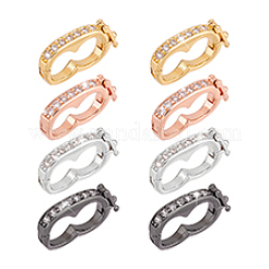 8 Stück 4 Farben Rack Plating Messing Micro Pave Zirkonia Twister Verschlüsse&nbsp;ZIRC-PH0001-45