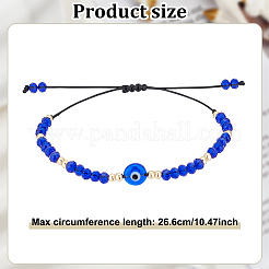 4 Stück 4 Farben Glas & Kunststoff Böser Blick geflochtene Perlen Armbänder Set&nbsp;BJEW-AN0001-27