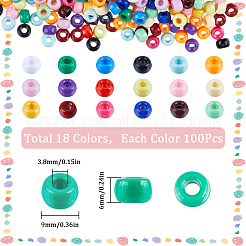 1800 pièces de perles en plastique opaques de 18 couleurs&nbsp;KY-SC0001-83