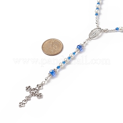 Collar de cuentas de rosario de perlas de vidrio y acrílico&nbsp;NJEW-TA00041-01