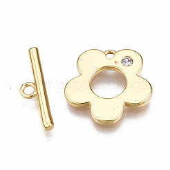 Fermagli a ginocchiera in zircone chiaro micro pavè di ottone&nbsp;KK-T063-94G-NF