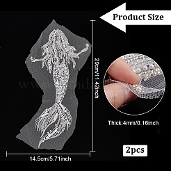 2 toppa in paillettes da cucire su tessuto ricamato computerizzato a forma di sirena&nbsp;PATC-BC0001-01
