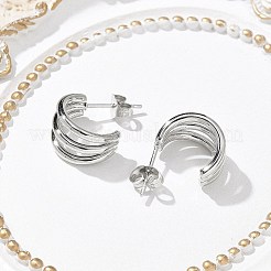Pendientes de botón de triple C en acero inoxidable 304 para mujer&nbsp;EJEW-C096-68P-01
