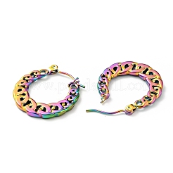 Pendientes de aro con cadena de eslabones de acero inoxidable 304 con baño de iones (IP) en colores arcoíris para mujer&nbsp;EJEW-G293-06M