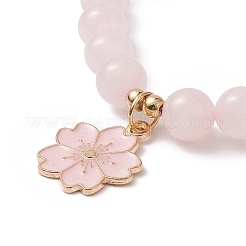 Braccialetto elastico con perline di quarzo rosa naturale e cristallo di quarzo&nbsp;BJEW-TA00246