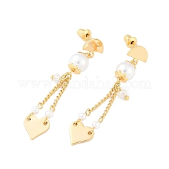 Ohrstecker mit Perlen aus Messing und ABS-Kunststoff&nbsp;EJEW-U040-16G