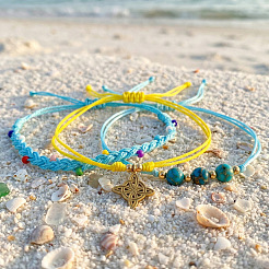 Set di 3 braccialetti intrecciati con perline rotonde in diaspro imperiale naturale e vetro&nbsp;IA6330-2
