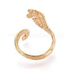 Ionenplattierung (IP) 304 Edelstahl Manschette offene Ringe für Frauen&nbsp;RJEW-N052-15G