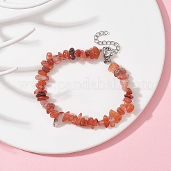 Braccialetto con perline di scaglie di agata naturale&nbsp;BJEW-JB09686-09