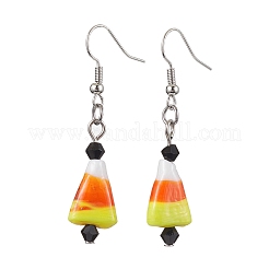 Halloween Candy Corn handgemachte Bunte Malerei & Glas Ohrhänger&nbsp;EJEW-JE05871
