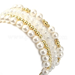 Set di braccialetti elasticizzati con perle di conchiglia e perline di vetro da 4 pz&nbsp;BJEW-TA00327