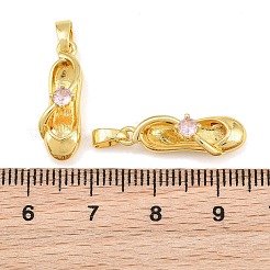 Pendentifs en laiton micro pavé de zircons cubiques roses&nbsp;CU-CBA9AB3-12G
