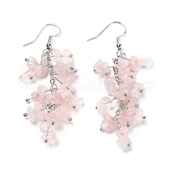 Orecchini pendenti con perline di quarzo rosa naturale&nbsp;EJEW-I264-01P-01