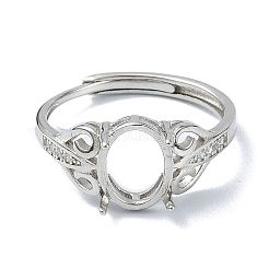Verstellbare 925 Sterling Silber 4 Zinken Ringfassungen&nbsp;STER-K179-20P