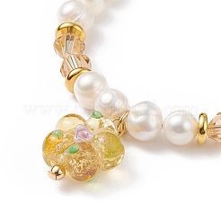 Braccialetto di fascino del fiore di lume&nbsp;BJEW-TA00177-04