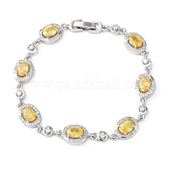 Braccialetti a catena con maglie ovali in ottone micro pavé di zirconi cubici per donna&nbsp;BJEW-D387-04P-04
