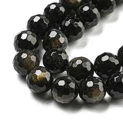 Natürliche goldenen Glanz Obsidian Perlen Stränge&nbsp;G-E571-A01-02