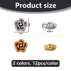24 Stück 2 Farben 304 Edelstahlperlen&nbsp;STAS-DC0017-20