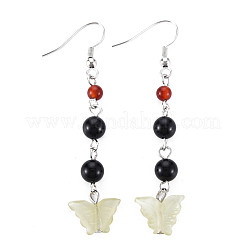 Schmetterling natürliche neue Jade Ohrringe für Mädchenfrauen&nbsp;EJEW-S212-001