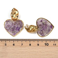 Ohrstecker mit Herzanhänger aus 304 Edelstahl&nbsp;EJEW-Z096-01G-B02