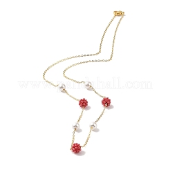 Halskette aus Perlenimitat aus Kunststoff&nbsp;BJEW-B078-04G