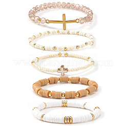 5 Stück 5 verschiedene Stile Stretch-Armband aus Glas- und Harzperlen&nbsp;UJ8716-1