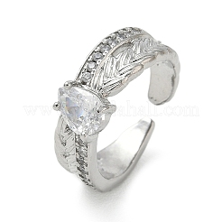 Messing Micro Pave Zirkonia Manschette offene Ringe&nbsp;RJEW-C163-09P
