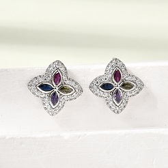 Pendientes de tuerca de circonio cúbico con micro pave de latón&nbsp;KK-CBA8324-25P-01