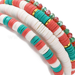 4 Stück 4 Stil Fimo Heishi Surfer Stretch Armbänder Set&nbsp;X1-BJEW-TA00261