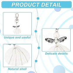 Décorations pendentif ange en acrylique et perles de verre et coquillages&nbsp;HJEW-GO00037