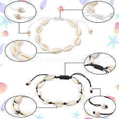 4 Stück 2 Farben natürliche Muschel & synthetisches türkis geflochtenes Perlenarmband für Frauen&nbsp;BJEW-PA0001-01