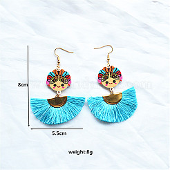 Pendientes colgantes con borlas de aleación y acrílico&nbsp;WG961F4-01