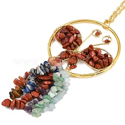 Pendentifs décoratifs en laiton et jaspe rouge naturel en forme de papillon&nbsp;HJEW-Z007-04G-01