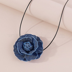 Denim-Halsketten mit Rosenblüten-Schnürung für Damen&nbsp;FS-WG56290-01