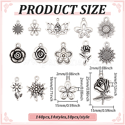 140 pz 14 stili pendenti in lega di stile tibetano&nbsp;FIND-ME0003-29