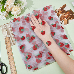 Spitzenstoff aus Nylon mit Pailletten und Erdbeermuster&nbsp;DIY-WH0453-03