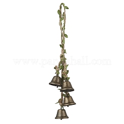 Décorations suspendues en ruban et bordure de feuille en polyester avec cloche de Noël en fer&nbsp;HJEW-JM04311