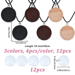24 collar colgante de madera de 3 colores&nbsp;NJEW-DR00010