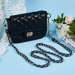 1 chaîne de sac à main en alliage de cuir PU noir&nbsp;FIND-HS0001-91P