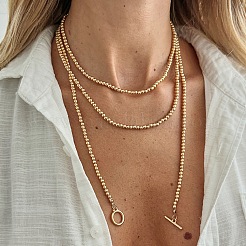 Colliers lariat multicouches à perles rondes en plastique CCB avec fermoirs en alliage OT pour femmes&nbsp;WGD6FEE-01