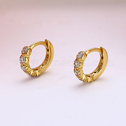 Boucles d'oreilles rondes géométriques argentées ornées de pierres de zircone&nbsp;KK6148-1