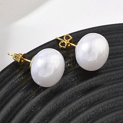 Pendientes de botón de imitación de perlas de latón y plástico ABS para mujer&nbsp;PL-CBA760A-14B-G01