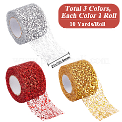 3 Rolle 3 Farben Glitzer-Pailletten-Deko-Netzbänder&nbsp;ORIB-GF0001-05