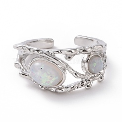 Anello polsino aperto ovale in plastica bling&nbsp;RJEW-D119-08P