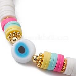Bracelet extensible surfeur heishi en pâte polymère&nbsp;BJEW-JB09641-01
