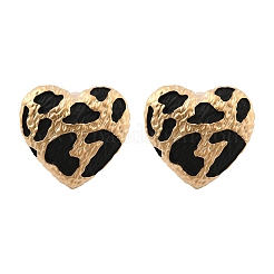 Orecchini a bottone in ottone e smalto con stampa leopardata per donna&nbsp;EJEW-U055-15C-G
