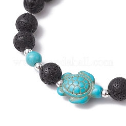 Stretch-Armbänder aus synthetischem Türkis und natürlichen Lavasteinperlen für Männer und Frauen&nbsp;BJEW-JB11824-01