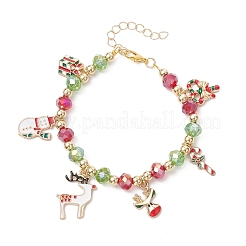 Weihnachts-Charm-Armbänder aus Emaille&nbsp;BJEW-JB12077-03