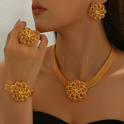 Legierung hohle Blume Armbänder & Ohrringe & Halsketten & Ringe Sets für Frauen&nbsp;AI6728