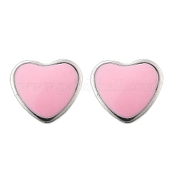 Orecchini a bottone con cuore smaltato&nbsp;EJEW-B009-12P